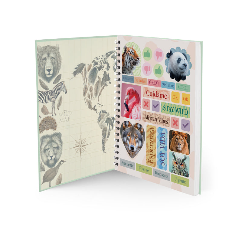 Cuaderno argollado pasta dura grande 80h rayas Natural Zoo – Scribe